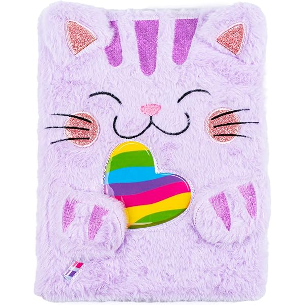 Caviotess Cute Animal Cat Face Plush Mini Pocket Notebook with